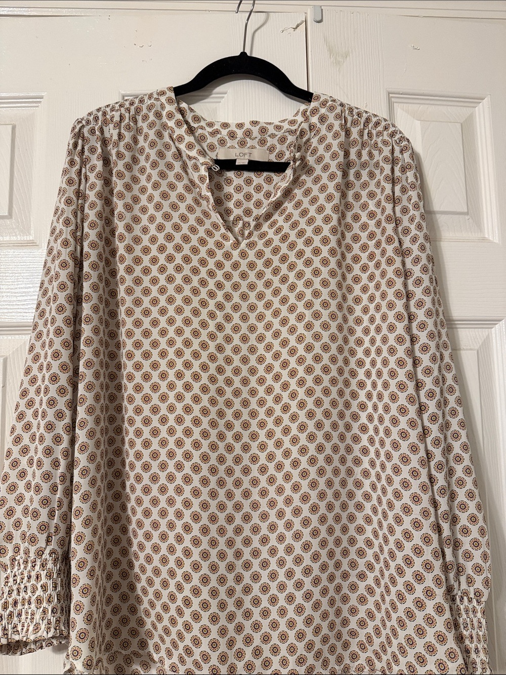 LOFT Cream Tunic with Rust Medallion Print